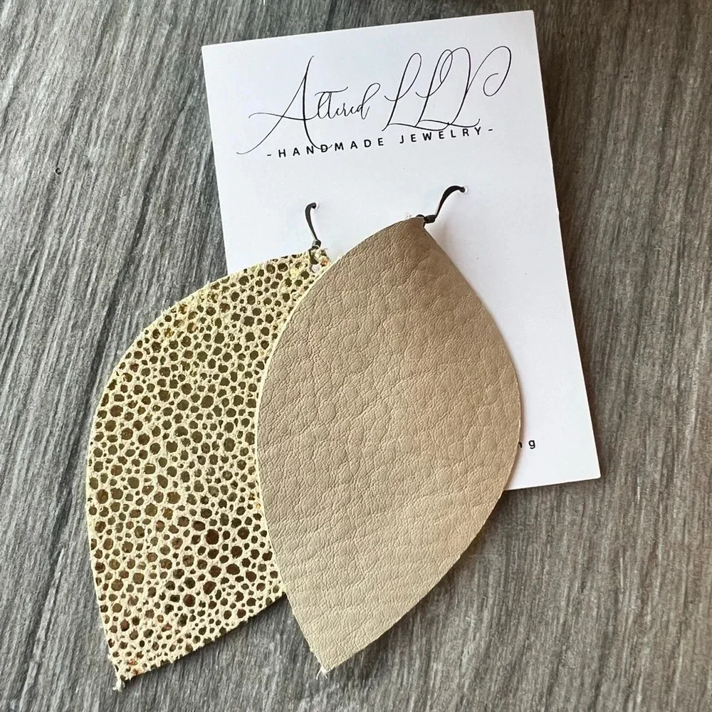 2/$30 Gold Shimmer Leather Earrings